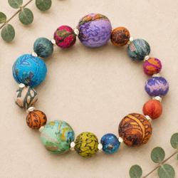 Bracelet Recycled Multicoloured Beads