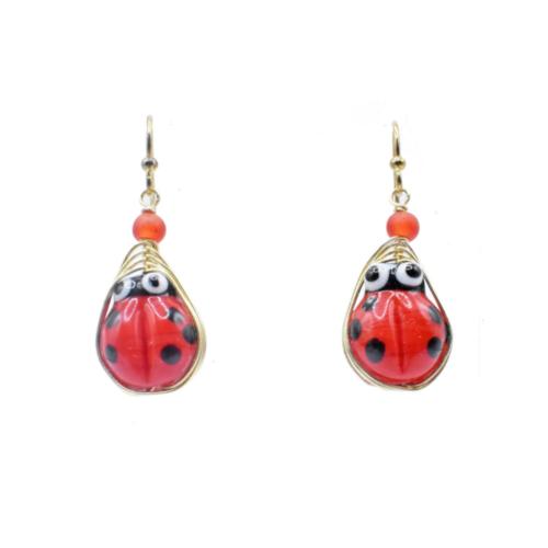 Earrings Glass Ladybird