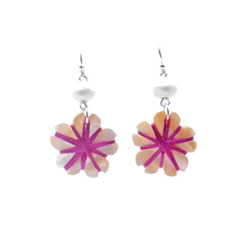 Earrings Flower Pink Cotton