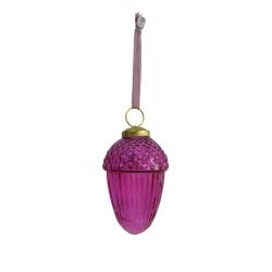 Hanging Tree Decoration Glass Acorn Pink
