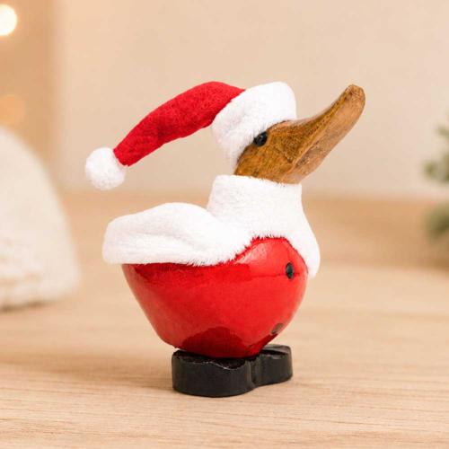 Duck Sitting Santa Bamboo Root 12cm