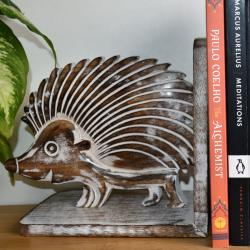 Bookends, mango wood hedgehog design, 18 x 10 x 15cm each