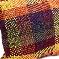 Cushion Cover Recycled Cotton Blend Autumn Colours Check 40 x 40cm