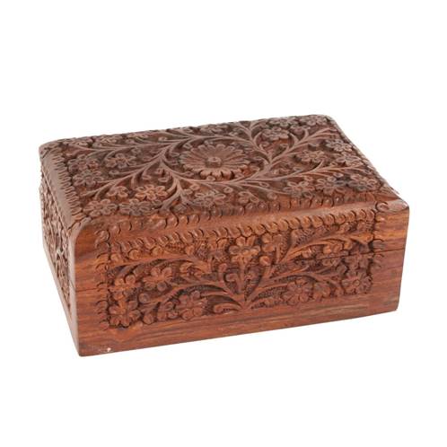 Wooden box carved all over