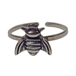 Brass ring with bee, silver colour