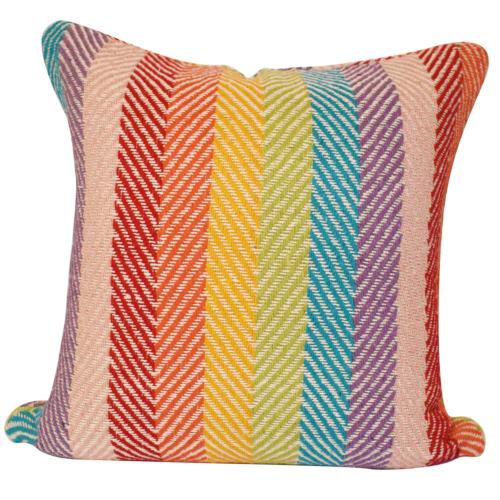 Cushion Cover Soft Recycled Material Multi Coloured Stripes 40x40cm