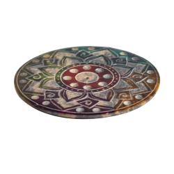Multicoloured Soapstone Incense holder with mandala design 