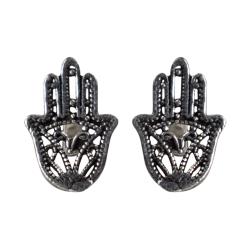 Ear studs, silver colour, Hamsa Hand