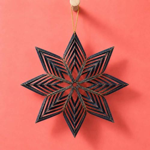 Hanging Christmas Decoration Dark Blue Paper Star