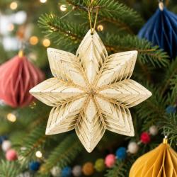 Hanging Christmas Decoration Cream Paper Star