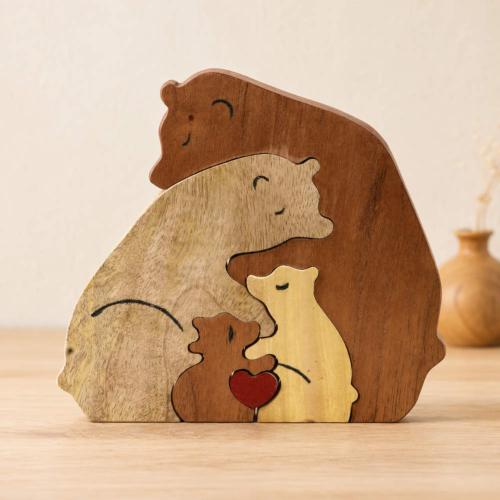 Bears Jigsaw Puzzle Mango Tun and Papri Wood 18 × 2.5 × 18cm