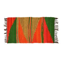 Kilim rag rug recycled cotton & polyester handmade Aztec 50x90cm
