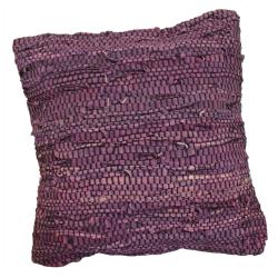 Rag cushion cover recycled leather purple 40x40cm