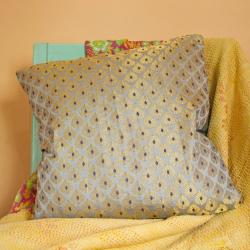 Grey cushion cover with recycled brocade fabric 40 x  40 cm