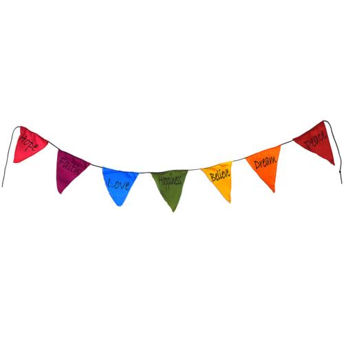 Bunting, words of hope and love etc, multicoloured