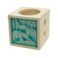 Oilburner, square with elephant design, 6.5cm height