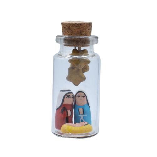 Christmas Decoration, 3 Piece Nativity in Glass Bottle