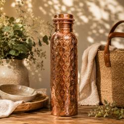 Copper water bottle, hammered, 900ml