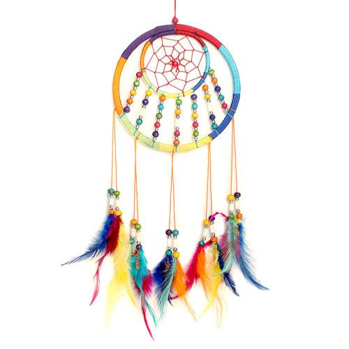 Dreamcatcher rainbow with 7 rows beads 17cm