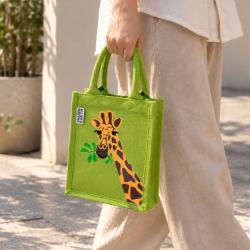 Jute shopping bag, small, giraffe