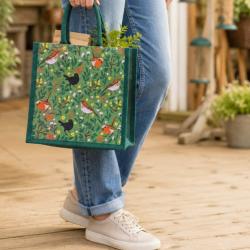 Jute Shopping Bag, Garden Birds 30x30cm