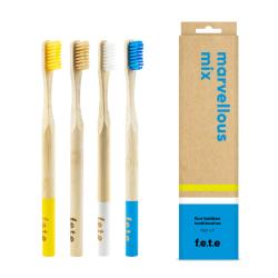 Marvellous Mix multipack 4 medium bristle toothbrushes eco-friendly Bamboo