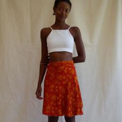 GENKI Wrap Midi Skirt, upcycled silk one-size colours will vary
