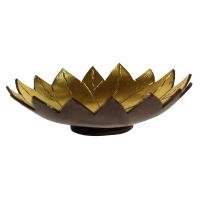 Coconut bowl gold colour lacquer inner, lotus design