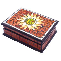 Jewellery box, glass mosaic, sun design 18 x 13.5 x 6.5cm