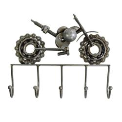 5 coat hooks on wall rack motorkike design recycled bike parts 21 x 19 x 6cm