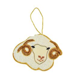 Hanging decoration, embroidered velvet, sheep