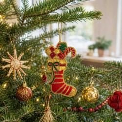 Hanging Decoration Embroidered Festive Christmas Stocking