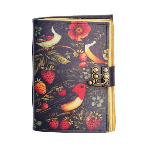 Birds & Strawberries Notebook Journal with Clasp 13 x 18cm