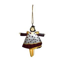 Hanging Christmas Decoration, Angel Maroon / Silver With Spots