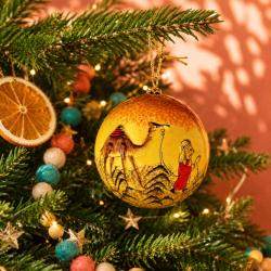 Bauble Papier Mâché Camel Yellow 6cm