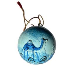 Bauble Papier Mâché Camel Blue 6cm