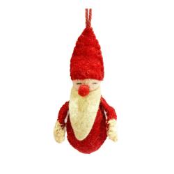 Hanging Decoration Handcrafted Felt Santa 4 x 11cm