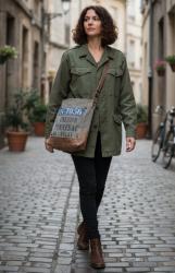 Tote / Shoulder Bag Recycled Tent Canvas, N-7856 35 x 8 x 31cm