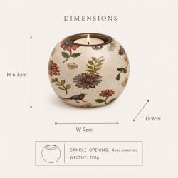 Tealight Candle Holder Hand Painted Wood Floral 9x9x6.5cm