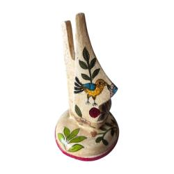 Spectacle Stand Holder Hand Painted Wood Floral 8x8x16cm
