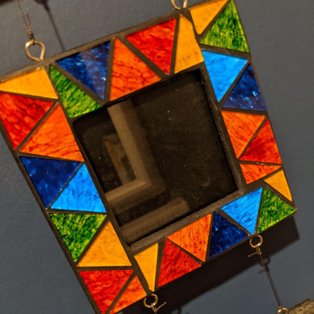 Hanging triple photo frame, mosaic, 3x3" photos