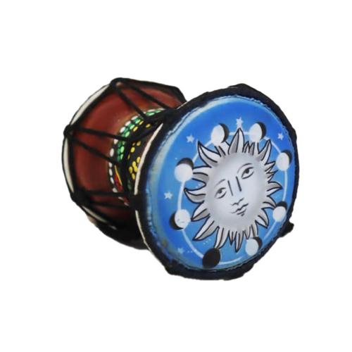Hand Drum Sun Face on Blue 10cm