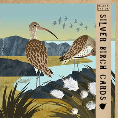 Greetings card "Curlew and Cotton Grass" 15.5 x 15.5cm