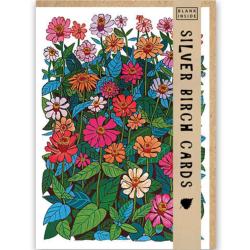 Greetings card "Zinnias" 12.5 x 18cm