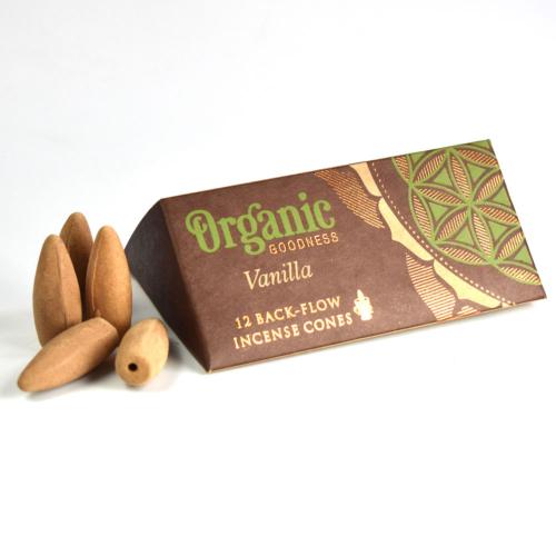 Organic Goodness Vanilla 12 Back-Flow Incense Cones set of 6