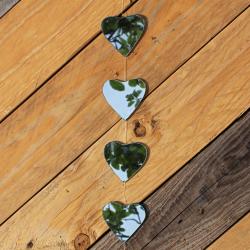 Hanging Mobile, Recycled Glass, 6cm Hearts, 70cm length