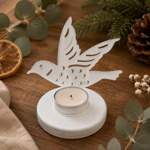 Metal Tealight Holder Dove 13x8x11cm