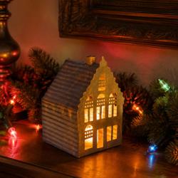 T-lite Candle Holder Metal Black House Shape 7 x 11cm