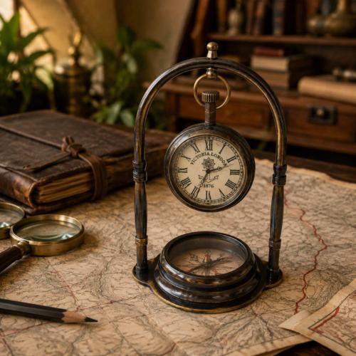 Compass & Quartz Pocket Watch Ornament