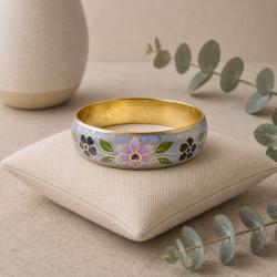 Bangle Floral Pink and Black on Blue Grey